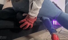 Slave used as human chair for our jeans asses Part 2 - [720p]