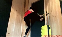 Angie plugged after the trip