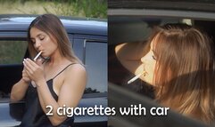 Smoking in the car! Smoking near the car - 2 cigarettes