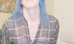 Tgirl in Short Skirt Strips and Cums