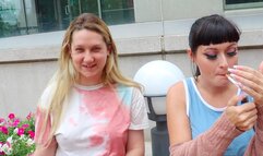 Two Sexy Housewives Smoking Cigarettes and Taking About Cheating, Swinging, Cock and Breast Milk