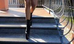 Sprain in very high 8 inch pleaser heels black boots