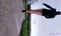 Slutty Sandra 06-08-23 Walking like a slut in pantyhose and mini skirt