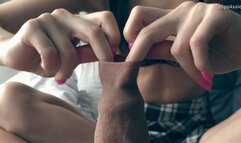 Teen girl aggressively plays with foreskin (480p HEVC)