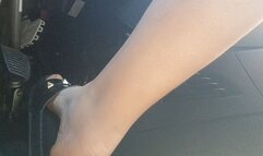 Driving in black sandals through the streets of Milan 720HD