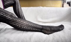 Watch me pull my lacey thigh high socks off, milf lace thong lingerie tease, foot fetish