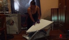 Gaby destroys Washing Machine metal Cabinet- REMASTERED