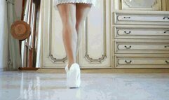 White dress, white Classic Pumps, tan-nylons part 1 AVI(1920x1080)FHD