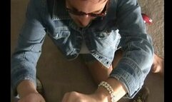 KsSunflwr, Facial in red heels and frilly socks