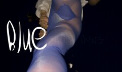 Blue Nylon Nights - Blue Pantyhose Beach Tease