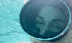 Carissa in a workout swimsuit wearing Cloud shoes in the pool