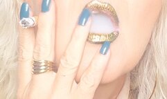 Part I+II chain smoking two chesterfield 100s without and with cigarette holder*cigarette licking*metallic lipstick*multiple drags