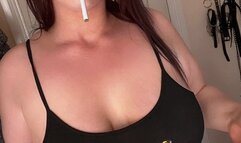 Smoking in my blue shorts and crop top