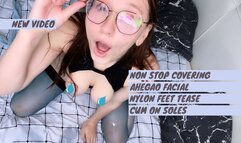 Loads of cum on nylon feet