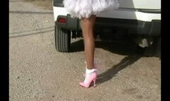 KsSunflwr, white tutu, pink heels, frilly socks PP