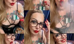 Close up - NEWPORT - POV- Mouth Inhales and open mouth exhales - Deep Inhales - Triple pumps - ASMR - Makeup - Red Lipstick - Red nails - Long nails - Long Hair