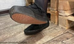 Blinded slave trying to lick My Vans