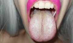 white tongue very close to camera - 4k