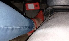 Cranking revving red slingbacks