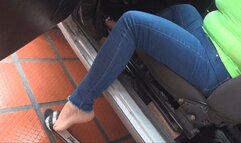 Barbara in flip flop pedal pumping hard