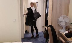 sniffs and licks my sweaty feet in pantyhose HD mp4 1920x1080