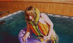 Alla hot fucking with two inflatable rings in the pool and unexpected POP of inflatable rings during orgasm!!!