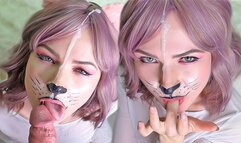 Blowjob till cum on her groomed face, best facial