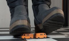 Tanja makes short process with my toycars under her brutal tread soles