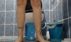 Bizarre video with feet worship while sitting on the toilet