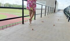 Diana Senior Crushing eggs under her sexy clear heels