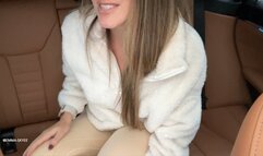 Solo Masturbation in the backseat of a car of the mall parking lot in public