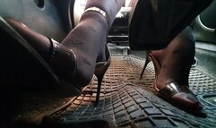 Glossy Sandals Pantyhose Under Pedal Driving Mazda 720p