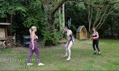 Ballbusting - Hoisted by Honour and Nikki in gymwear BB1603
