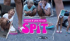 Smoking gals making spit puddles in the street ; NOA & Reona MARUYAMA