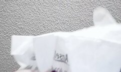 Used surgical gloves and rubber magenta gloves ASMR