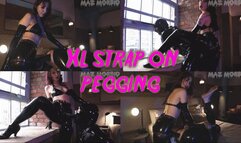 XL Strap On Pegging with Latex Mistress Vera Violette