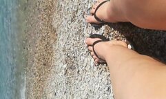 Feet playing with gravel!