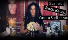 GIANTESS WITH RAVEN CASTS A SPELL