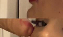 Sucking and lipstick smearing