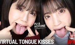 Double Lesbian Virtual Tongue Kisses and Spitting with Fu NATSUHI & Kotone TOUA