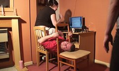 Rebecca & Imogen Sit On The Slave On The Dining Chairs