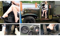 EXCLUSIVE PREMIERE: Sexy Emily makes brutal revving in old russian ZIL 157