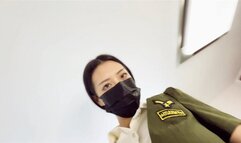 LCT224h Pantyhose feet Glass Table Trample cock Ejaculation Female Officer XG Boots Humiliation Trampled slaves Face