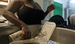 Tiny human watches giantess clean POV 4k