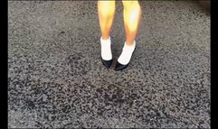 KsSunflwr, aldo heels & frilly socks pedal pump & walk