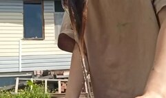 Diana washes her beautiful hair