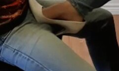 Angels white heel tease