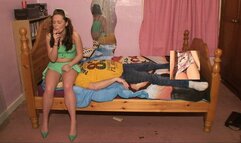 Sophie Smokes A Cigarette Whilst Sitting On Her Slaves Head