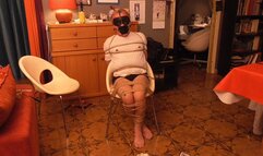 Man tied muzzled,blindfolded and teased by Lorna