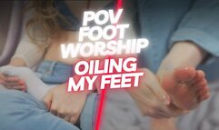 POV foot worship socks oiling my feet 720p